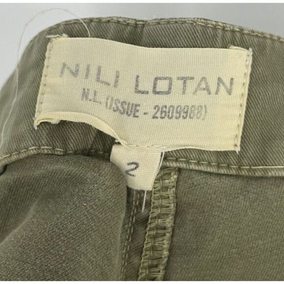 Nili Lotan Pants Size 2 Women Green Stretch Straight Military Buckle Ankle Chino - Picture 6 of 7